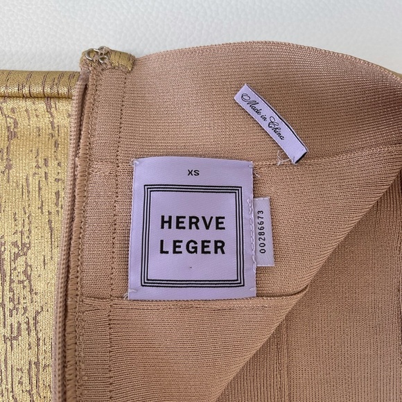 Herve Leger Gold Metallic Bandage Skirt Size XS - Picture 4 of 7